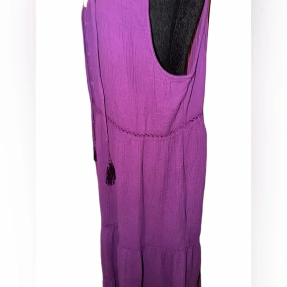 Johnny Was, Calme like new, cotton Purple Gauze Tiered Dress, size xl ๐๐ - Picture 9 of 14
